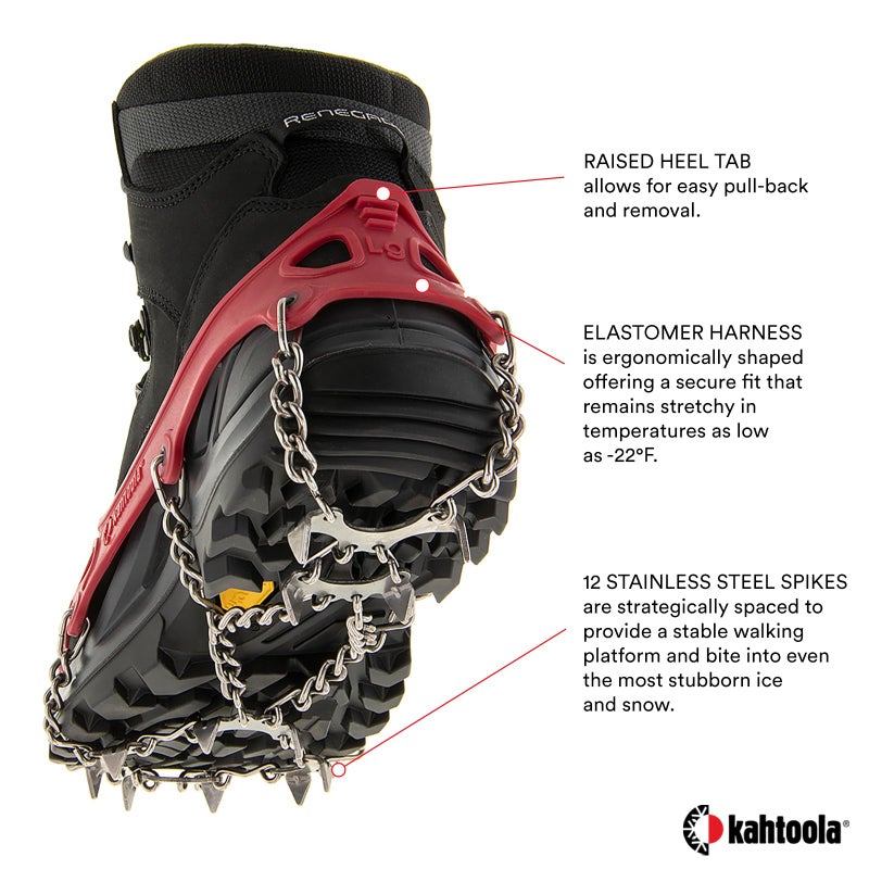 Kahtoola MICROspikes Footwear Traction for Winter Trail Hiking & Ice Mountaineering - Red - Large - Image 4